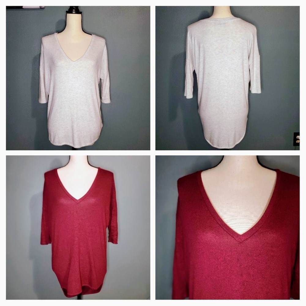 EXPRESS set of TWO hi-low 3/4 sleeve v-neck tee